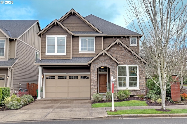 craftsman-style home featuring a garage