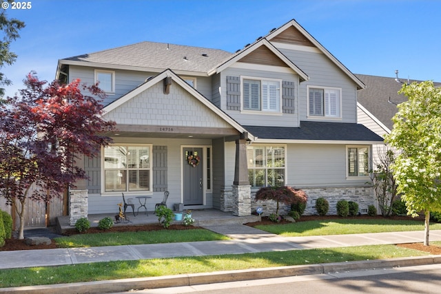 14716 Blue Blossom Way, Oregon City, OR 97045 - craftsman-style house with a porch, stone siding, and roof with shingles