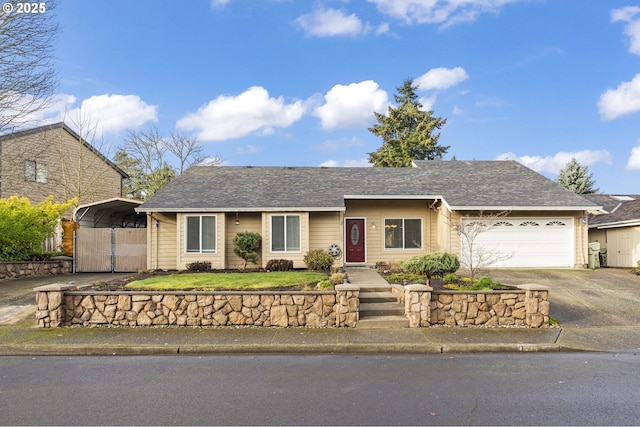 ranch-style house with a carport and a garage