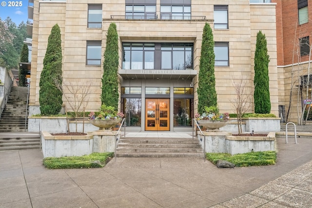 view of exterior entry with french doors