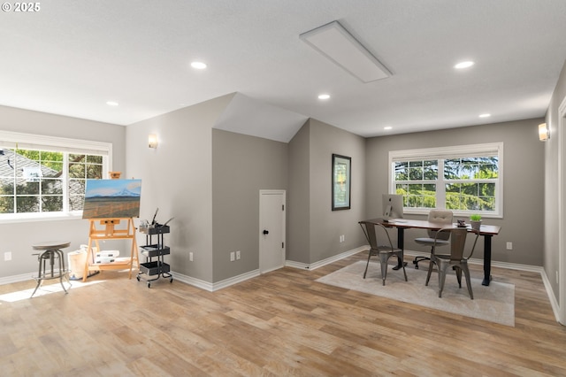 342 NW 84th Pl, Portland, OR 97229 - dining room with light wood-type flooring, baseboards, and recessed lighting