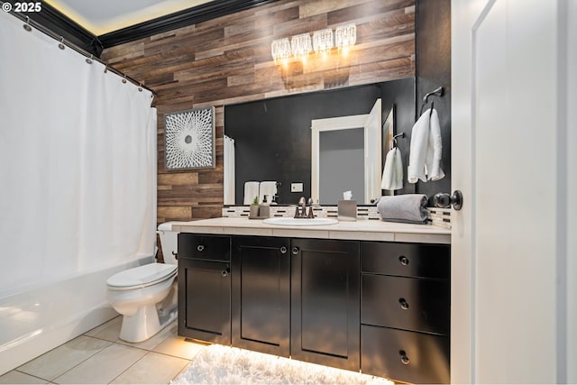 5309 NW 13th Cir, Camas, WA 98607 - full bathroom with tile patterned flooring, toilet, vanity, and shower / bath combo with shower curtain