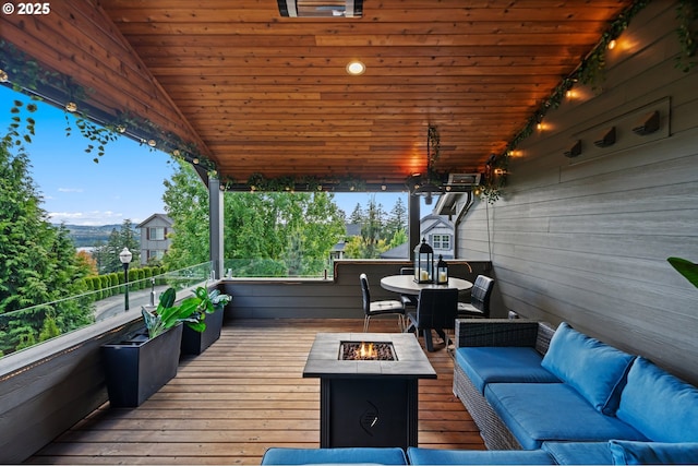 5309 NW 13th Cir, Camas, WA 98607 - wooden deck featuring an outdoor living space with a fire pit