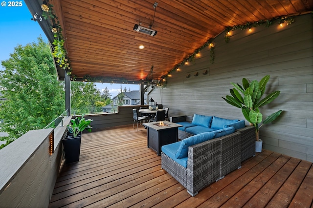 5309 NW 13th Cir, Camas, WA 98607 - wooden deck featuring an outdoor living space with a fire pit