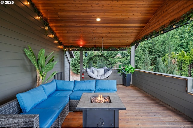 5309 NW 13th Cir, Camas, WA 98607 - wooden terrace with an outdoor living space with a fire pit