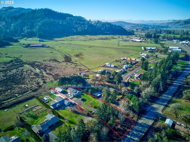 bird's eye view with a mountain view