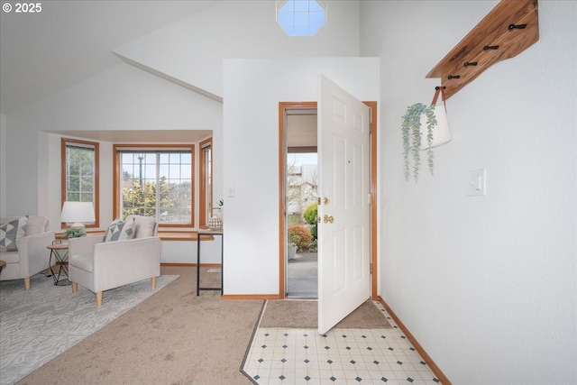 5249 NW 173rd Pl, Portland, OR 97229 - entryway with light carpet and high vaulted ceiling