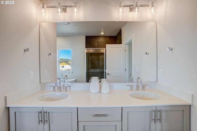 17955 SW Howlock Ln, Beaverton, OR 97007 - bathroom featuring a shower stall and double vanity