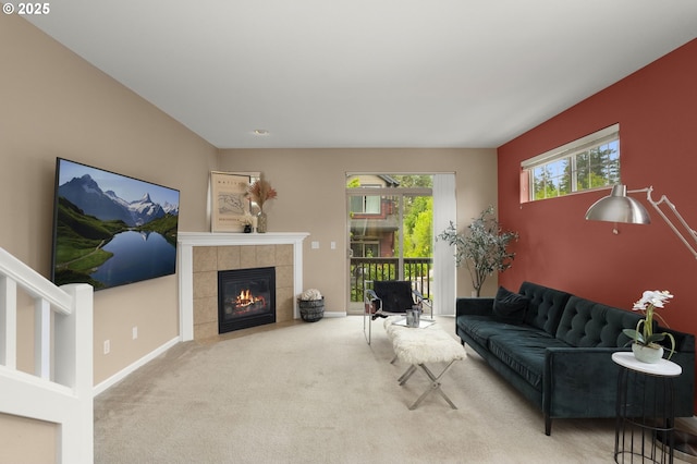 1544 SW 175th Ave, Beaverton, OR 97003 - carpeted living room with a fireplace and baseboards