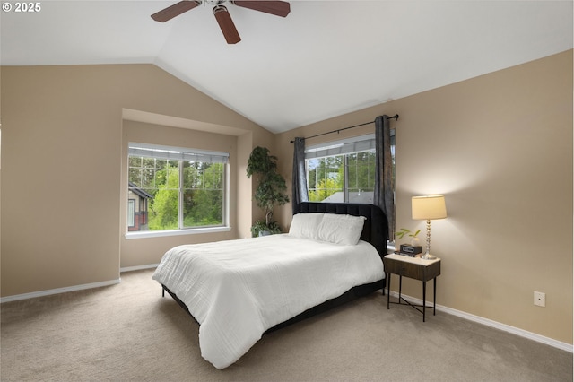 1544 SW 175th Ave, Beaverton, OR 97003 - carpeted bedroom with baseboards, vaulted ceiling, and ceiling fan