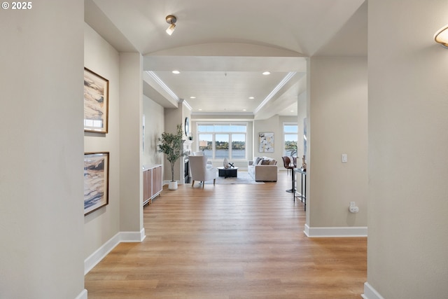 707 N Hayden Island Dr Unit 415, Portland, OR 97217 - hall featuring light wood-style flooring and recessed lighting