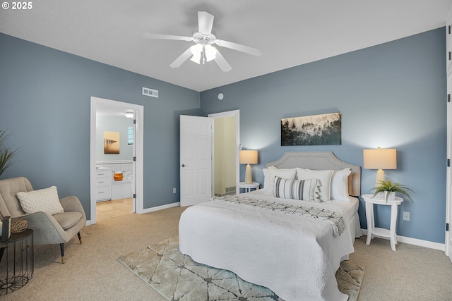 3270 N Maple St, Canby, OR 97013 - bedroom featuring carpet floors, baseboards, connected bathroom, and ceiling fan