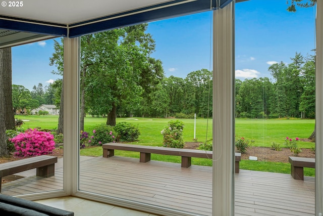 3270 N Maple St, Canby, OR 97013 - doorway to outside with tile patterned floors and view of scattered trees