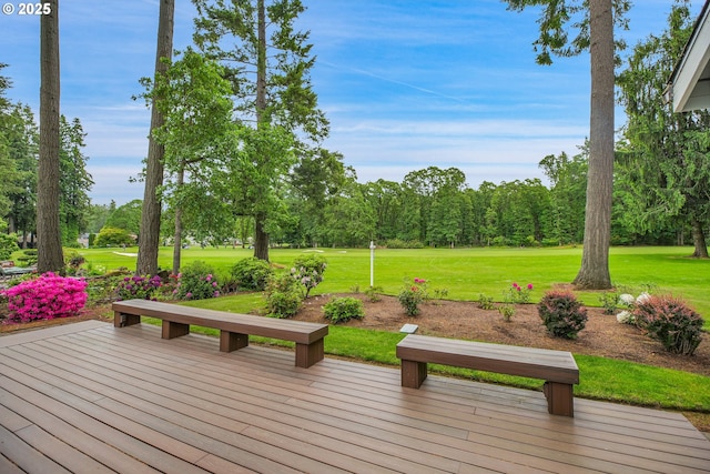 3270 N Maple St, Canby, OR 97013 - wooden deck featuring a yard and view of wooded area