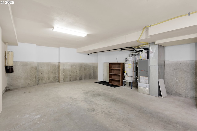 unfinished basement with secured water heater