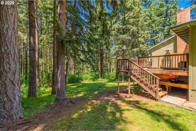 16649 S Holcomb Blvd, Oregon City, OR 97045 - view of green lawn featuring stairway and a wooden deck