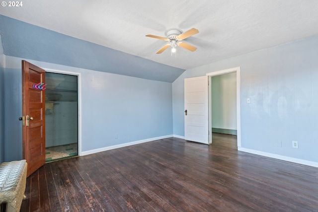 1706 Oak St, La Grande, OR 97850 - spare room with hardwood / wood-style flooring, ceiling fan, lofted ceiling, and baseboards