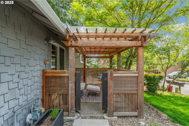 view of patio featuring a pergola
