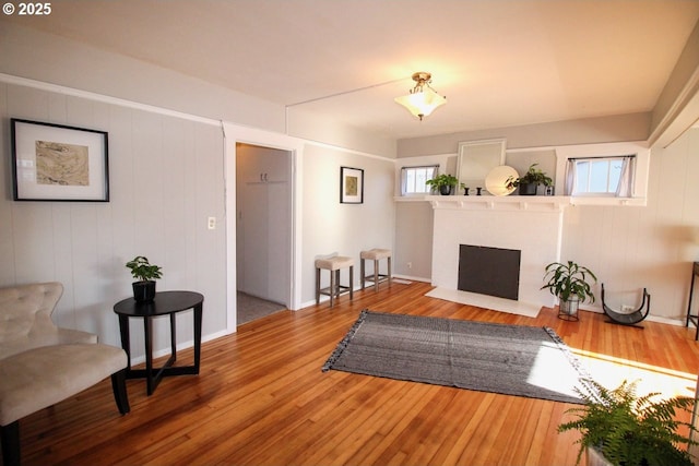 living area featuring hardwood / wood-style flooring