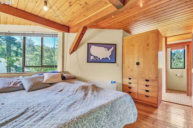 2696 Moon Mountain Dr, Eugene, OR 97403 - bedroom with wooden ceiling and light wood-type flooring