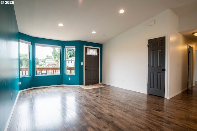906 N Railroad Ave, Ridgefield, WA 98642 - foyer featuring wood finished floors, recessed lighting, and lofted ceiling