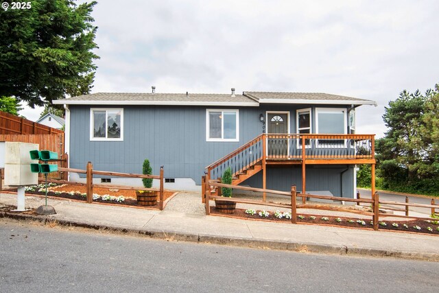 906 N Railroad Ave, Ridgefield, WA 98642 - single story home with roof with shingles and a wooden deck