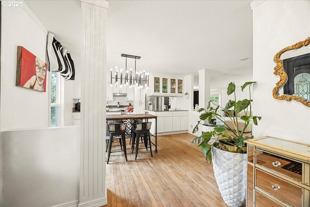 interior space with light hardwood / wood-style flooring