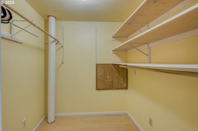 spacious closet with hardwood / wood-style flooring