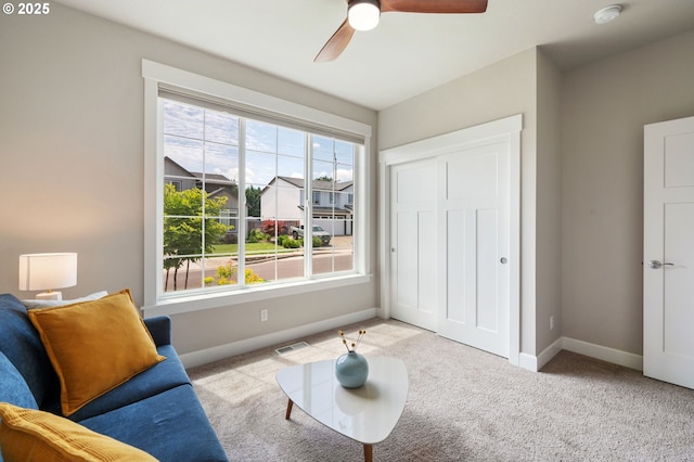 3466 N Holladay St, Cornelius, OR 97124 - living area with carpet flooring and a ceiling fan