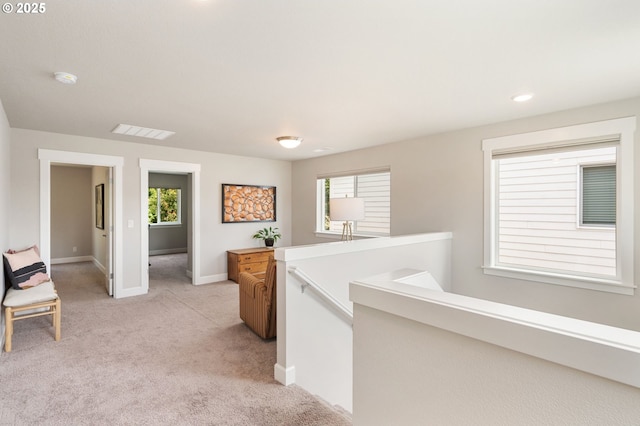 3466 N Holladay St, Cornelius, OR 97124 - hall with plenty of natural light, light colored carpet, and an upstairs landing