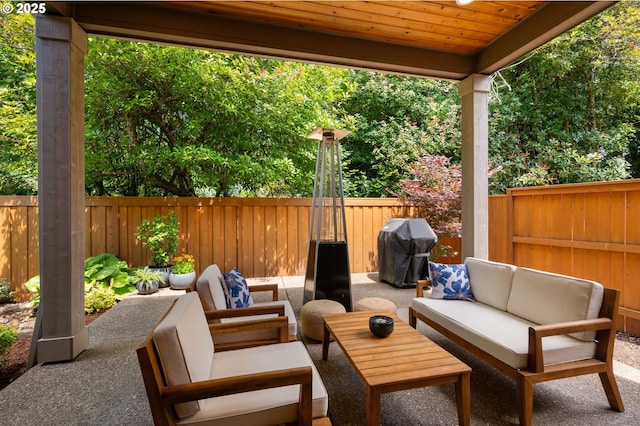 3466 N Holladay St, Cornelius, OR 97124 - fenced backyard with an outdoor living space, grilling area, and a patio area