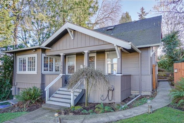 bungalow-style home featuring covered porch