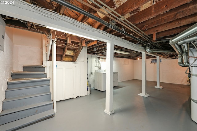 basement featuring washer and dryer