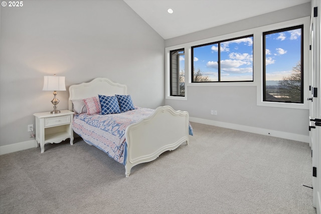 14014 NW 57th Ave, Vancouver, WA 98685 - bedroom featuring baseboards, lofted ceiling, carpet floors, and recessed lighting