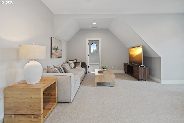 14014 NW 57th Ave, Vancouver, WA 98685 - living area featuring light carpet, baseboards, and lofted ceiling