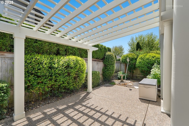 4182 NW Spoon Pl, Portland, OR 97229 - view of patio with a fenced backyard and a pergola