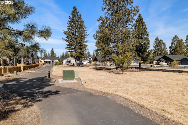 view of road featuring a residential view