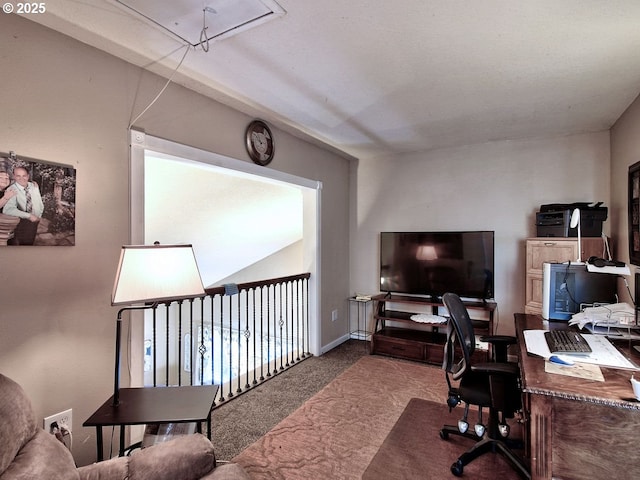 home office with carpet floors