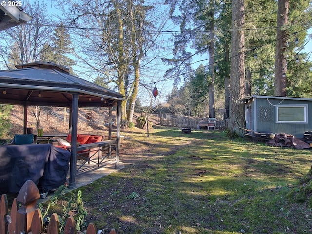 view of yard with a gazebo