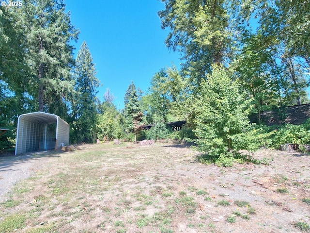 view of yard featuring a carport