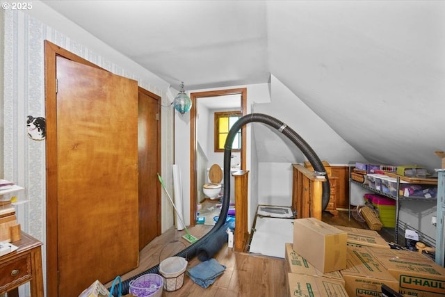 2128 Starveout Creek Rd, Azalea, OR 97410 - interior space with wood finished floors and vaulted ceiling