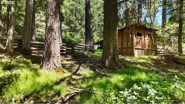 2128 Starveout Creek Rd, Azalea, OR 97410 - view of shed featuring fence