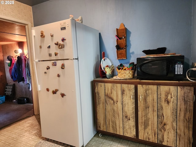 kitchen with white fridge