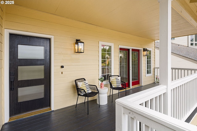 deck with a porch