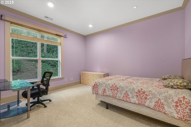 12712 SE 137th Dr, Happy Valley, OR 97086 - bedroom with carpet flooring, recessed lighting, baseboards, and ornamental molding