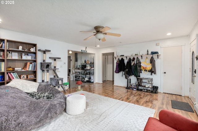960 E Main St, Hillsboro, OR 97123 - living room with a ceiling fan, wood finished floors, and recessed lighting