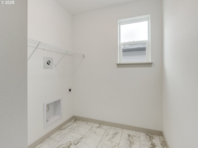360 NW 29th Way, Battle Ground, WA 98604 - washroom featuring electric dryer hookup, light marble finish flooring, and baseboards