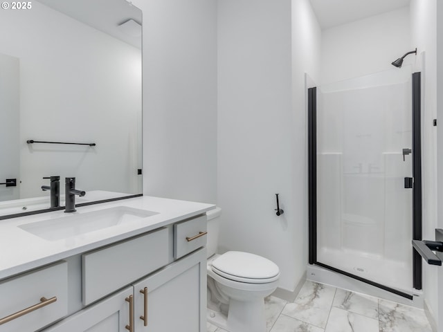 360 NW 29th Way, Battle Ground, WA 98604 - full bathroom featuring marble finish flooring, vanity, a shower stall, and toilet