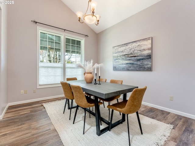 2001 E Evergreen Blvd, Vancouver, WA 98661 - dining space with a chandelier, lofted ceiling, wood finished floors, and baseboards