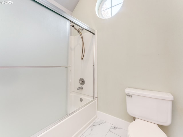 2001 E Evergreen Blvd, Vancouver, WA 98661 - full bath with toilet, marble look tile flooring, combined bath / shower with glass door, and baseboards